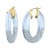 14K Yellow Gold Over Sterling Silver Glitter Flat Oval Hoops in Blue