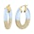 14K Yellow Gold Over Sterling Silver Gold Glitter Flat Oval Hoops in Blue