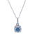 1/2 Ct. T.W. Blue and White Lab Grown Diamond Halo 14K White Gold Pendant