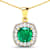 2.0ctw 14K Yellow Gold Zambian Emerald and White Diamond Pendant with 18
inch Cable Chain