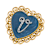 Gold Tone Filigree Heart Blue Enamel Initial Pin