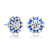 Sapphire Blue CZ Halo Stud Earrings In Gold-Tone Brass