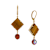Square Semi-Precious & Round Bead Drop Earrings