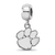 Sterling Silver Rhodium-plated LogoArt Clemson University Small Dangle Bead