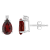8x5mm Pear Shape Garnet with Diamond Accents 14k White Gold Stud Earrings