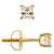 White Cubic Zirconia 14k Yellow Gold Studs With Velvet Gift Box 0.60ctw