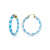 14K Yellow Gold Over Sterling Silver Painted Hoops in Light Blue Stripe