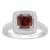 7mm Cushion Garnet 1/4 ctw Diamond Rhodium Over Sterling Silver Halo Ring