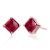 Ruby Color CZ Princess-Cut Stud Earrings In 18K Rose Gold Over Sterling Silver