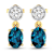 1.40ctw 14K Yellow Gold London Blue Topaz  and White Diamond Halo Earrings