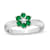 0.38ctw Emerald and Diamond Flower Cluster Ring in 14k White Gold