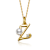Initial Z Pear Shape CZ And Pearl Pendant Necklace In 14K Gold Over Brass