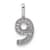 Rhodium Over 14k White Gold Diamond Number 9 Pendant