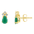 6x4mm Pear Shape Emerald with Diamond Accents 14k Yellow Gold Stud Earrings