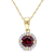 Garnet & Diamond 10K Yellow Gold Pendant With Chain 1.08ctw
