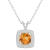 7mm Cushion Citrine 1/7 ctw Diamond Rhodium Over Sterling Silver Halo
Pendant with Chain
