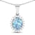 1.05ctw 14K White Gold Oval Aquamarine and White Diamond Pendant with 18
inch Cable Chain