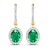 2.0ctw 14K Yellow Gold  Zambian Green Emerald and White Diamond Halo Earrings