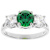 Green And White CZ 3-Stone Ring In Sterling Silver