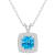 7mm Cushion Blue Topaz 1/7 ctw Diamond Rhodium Over Sterling Silver Halo
Pendant with Chain
