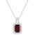8x6mm Emerald Cut Garnet 1/6 ctw Diamond Rhodium Over Sterling Silver
Halo Pendant with Chain
