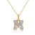 White Diamond Accent 10k Yellow Gold M Initial Pendant With 18” Rope Chain