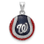 Rhodium Over Sterling Silver MLB LogoArt Washington Nationals Enameled Pendant