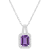 8x6mm Emerald Cut Amethyst 1/6 ctw Diamond Rhodium Over Sterling Silver
Halo Pendant with Chain