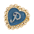 Gold Tone Filigree Heart Blue Enamel Initial Pin