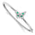 Rhodium Over 14k White Gold Emerald and Diamond Butterfly Bangle