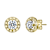 CZ Halo Stud Earrings In 14K Gold Over Brass