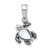 Rhodium Over Sterling Silver Antiqued MOP June Birthstone Turtle Pendant