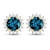 1.60ctw 14K Yellow Gold London Blue Topaz  and White Diamond Halo Earrings