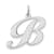 Rhodium Over Sterling Silver Fancy Script Letter B Initial Charm