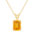 10x8mm Emerald Cut Citrine 14k Yellow Gold Pendant With Chain