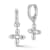 Rachel Zoe Clover Charm Hoop Earrings in Rhodium Over Brass