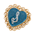 Gold Tone Filigree Heart Blue Enamel Initial Pin