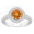 7mm Round Citrine 1/5 ctw Diamond Rhodium Over Sterling Silver Halo Ring