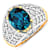 3.12ctw London Blue Topaz and Diamond 14K Yellow Gold Halo Ring
