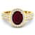 Oval Aquamarine Ruby  Diamond Bridge 14K Yellow Gold Ring