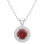 7mm Round Garnet 1/8 ctw Diamond Rhodium Over Sterling Silver Halo
Pendant with Chain