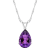 15x10mm Pear Shape Amethyst Rhodium Over Sterling Silver Pendant With Chain
