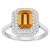 8x6mm Emerald Cut Citrine And White Topaz Accents Rhodium Over Sterling
Silver Double Halo Ring