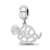 Rhodium Over Sterling Silver LogoArt Delta Zeta Turtle on Bead