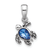 Rhodium Over Sterling Silver Antiqued Crystal Sep Birthstone Turtle Pendant