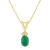 7x5mm Oval Emerald with Diamond Accents 14k Yellow Gold Pendant With Chain