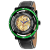 Christian Van Sant Men's Dome Yellow Skeleton Dial, Green Bezel, Black
Leather Strap Watch