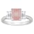 8x6mm Emerald Cut Rose Quartz And White Topaz Rhodium Over Sterling
Silver 3-Stone Ring