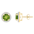 6mm Round Peridot And Created White Sapphire 10k Yellow Gold Halo Stud Earrings