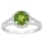 7mm Round Peridot 1/4 ctw Diamond Rhodium Over Sterling Silver Halo Ring